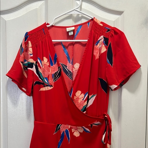 A New Day Womens XS Floral Red Wrap Dress - Picture 3 of 5